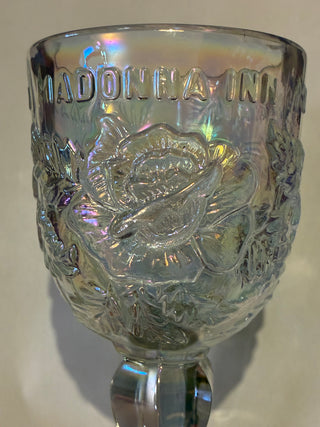 Madonna Inn glass goblet roses iridescent