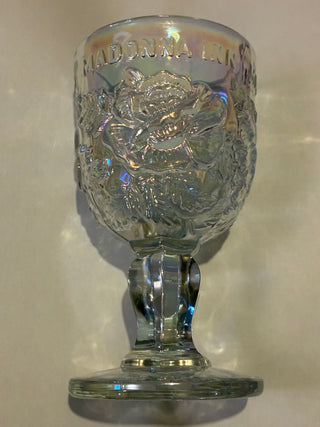Madonna Inn glass goblet roses iridescent