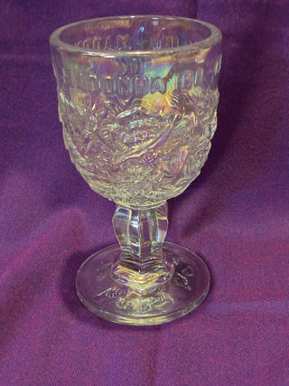 Madonna Inn glass goblet roses iridescent