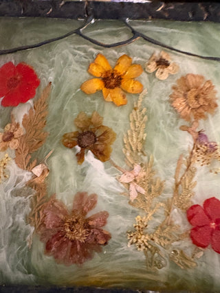 Vintage Tissue Box Cover Dried Wildflowers in Resin