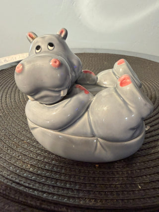 Hippo Trinket-Candy Box Ceramic