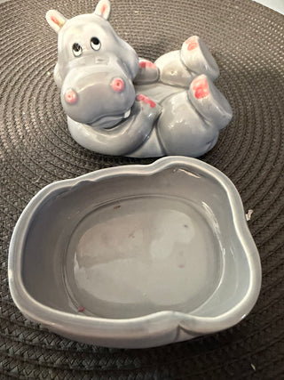 Hippo Trinket-Candy Box Ceramic