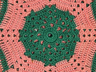 Vantage Crochet  Potholder, Pink and Green