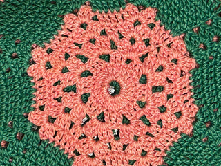 Vantage Crochet  Potholder, Pink and Green