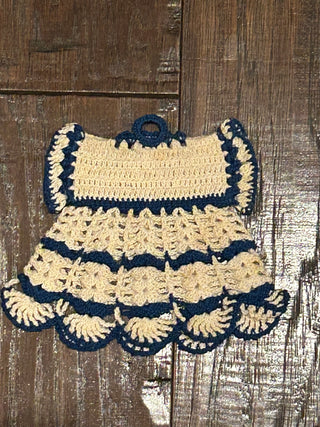 Vintage Handmade Crochet Dress Potholder