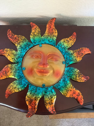 Metal Sun Face Wall Art