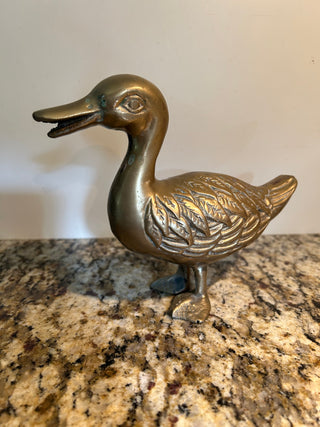 Vintage Brass Duck Figurine, Mallard