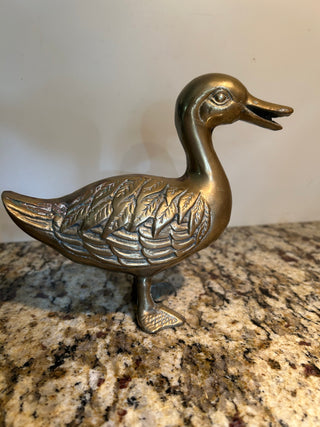 Vintage Brass Duck Figurine, Mallard