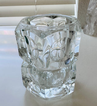Vintage "Elements" Crystal Votive / Tea Light Candle Holder - tall