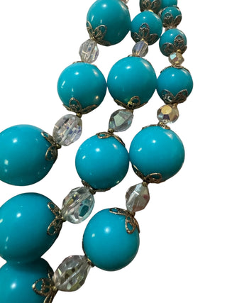 1950s Triple Strand Turquoise & AB  Necklace