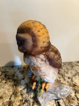 Vintage Screech or Barred Owl Figurine on Branch