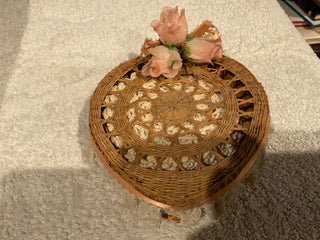 Vintage Sweet Grass Basket w/Crochet Coasters