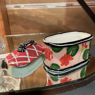 Droll Designs Lidded Dish, Handpainted--KL
