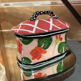 Droll Designs Lidded Dish, Handpainted--KL