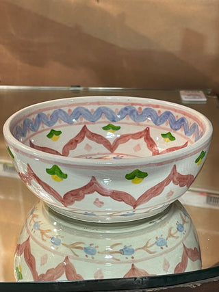 5.25" Painted Pottery Bowl, Pink Lotus-KL
