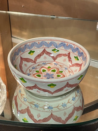 5.25" Painted Pottery Bowl, Pink Lotus-KL