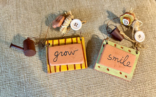 Set of 2 Garden Plaques by Sandra Magsamen for Silvestri "Smile" "Grow"