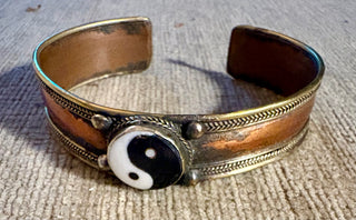 Tibetan Copper & Brass yin yang BRACELET said to have healing properties. Adjustable