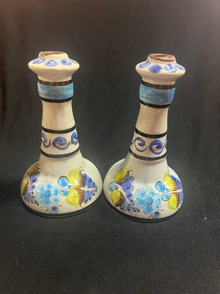 (2) Vintage Mexican Tonala Candle Holders
