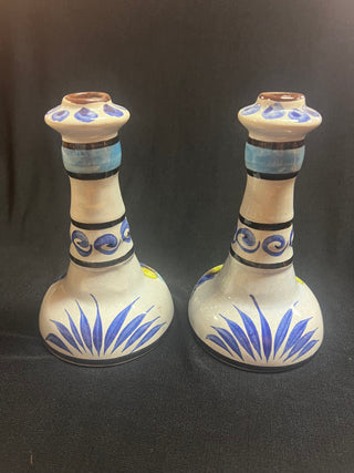 (2) Vintage Mexican Tonala Candle Holders