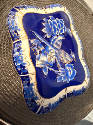 China Blue Gold Porcelain Bird Box