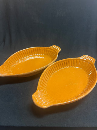 (2) Terracotta Casserole Dish Bakeware USA Made