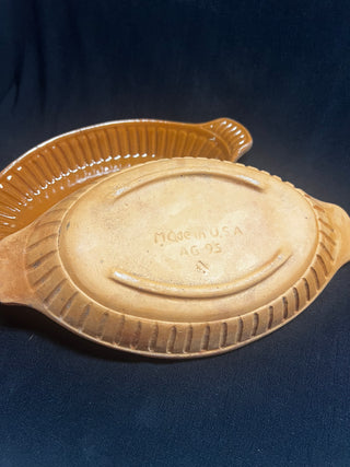 (2) Terracotta Casserole Dish Bakeware USA Made