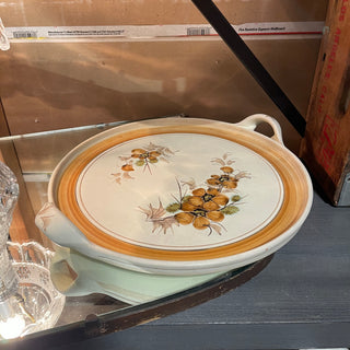 12" Serving Platter; Studio Pottery Floral--KL