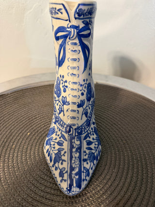 Porcelain Boot Blue White 7 inch