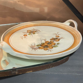 12" Serving Platter; Studio Pottery Floral--KL