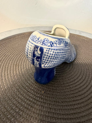 Porcelain Shoe Blue White 4 inch