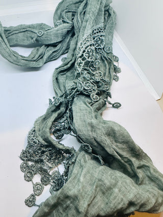 Vintage Green Cotton Scarf