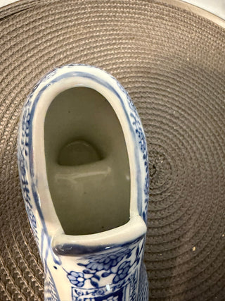 Porcelain Shoe Blue White 4 inch