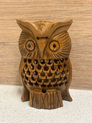 Wood Owl Figurine