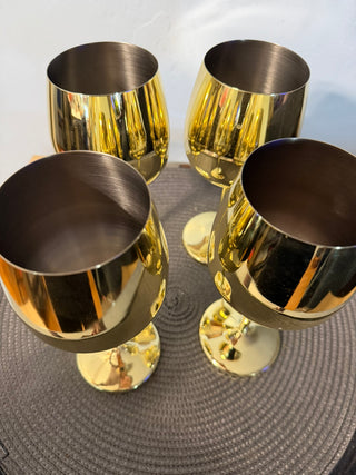 Wine Goblets SET 4, Gold Stainless Steel