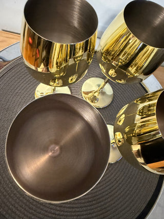 Wine Goblets SET 4, Gold Stainless Steel
