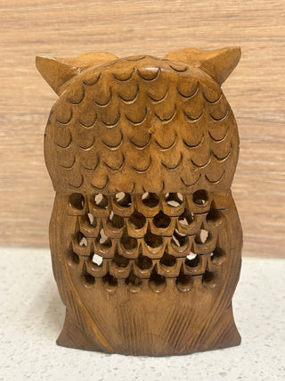 Wood Owl Figurine