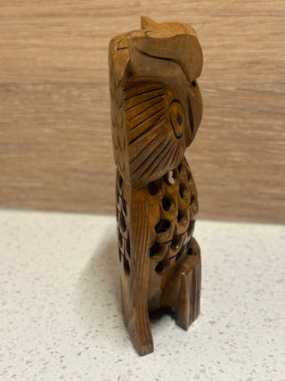 Wood Owl Figurine