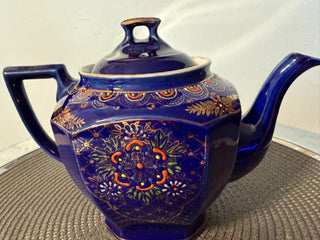 Teapot Nano Painted Blue Gold 7"