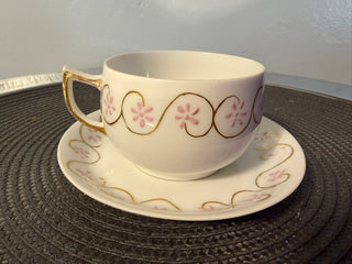 Vintage Teacup/Saucer Gold Swirl Hand Painted