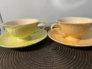 Vintage Teacup/Saucer SET 2, Ganz Grn/Ylw