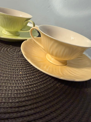 Vintage Teacup/Saucer SET 2, Ganz Grn/Ylw