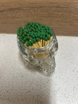 Glass Skull Decorative Match Holder