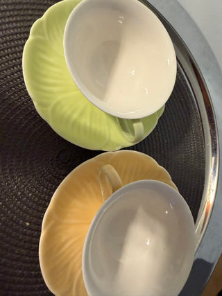 Vintage Teacup/Saucer SET 2, Ganz Grn/Ylw