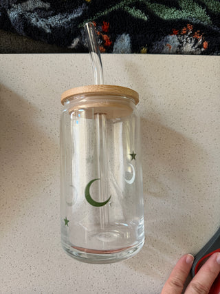 Glass Cup with Straw M