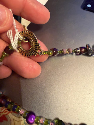 Vintage Queen Honey Bee Necklace lampwork beads  VV