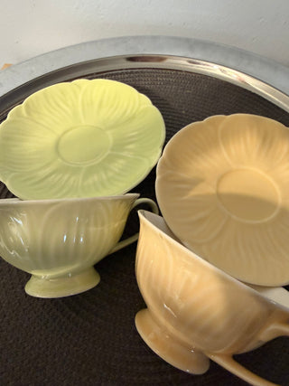 Vintage Teacup/Saucer SET 2, Ganz Grn/Ylw