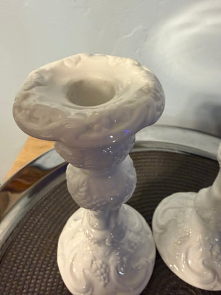 Candleholder SET TWO, White Grape - Taper 9"