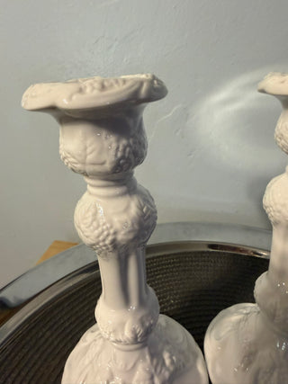 Candleholder SET TWO, White Grape - Taper 9"