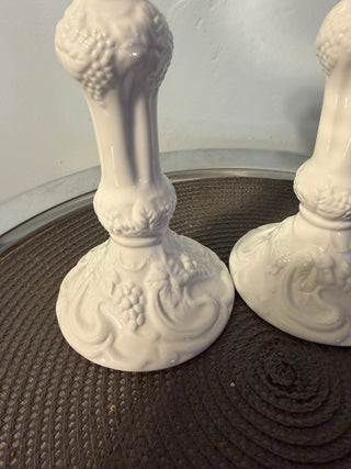 Candleholder SET TWO, White Grape - Taper 9"